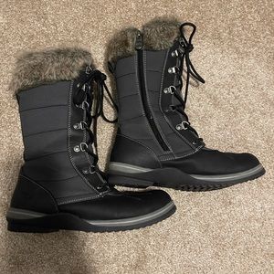 Grey and black waterproof winter boots